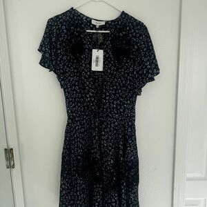 Reiss Floral Print Black Dress